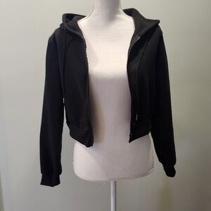 SHEIN | NWOT Basic Black Cropped Hoodie Jacket